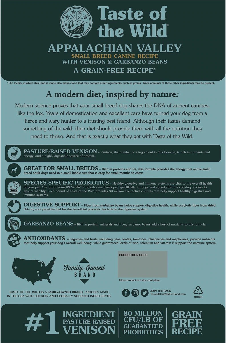 Taste of the Wild Appalachian Valley Small Breed Grain-Free Dry Dog Food