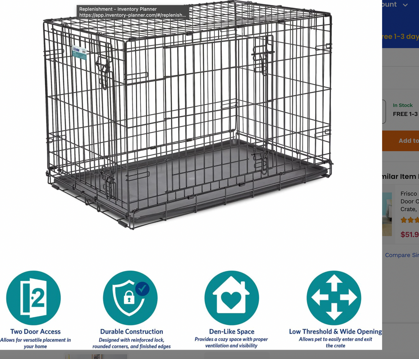 MidWest iCrate Fold & Carry Double Door Collapsible Wire Dog Crate