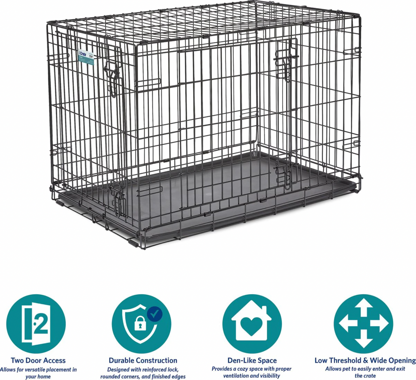 MidWest iCrate Fold & Carry Double Door Collapsible Wire Dog Crate