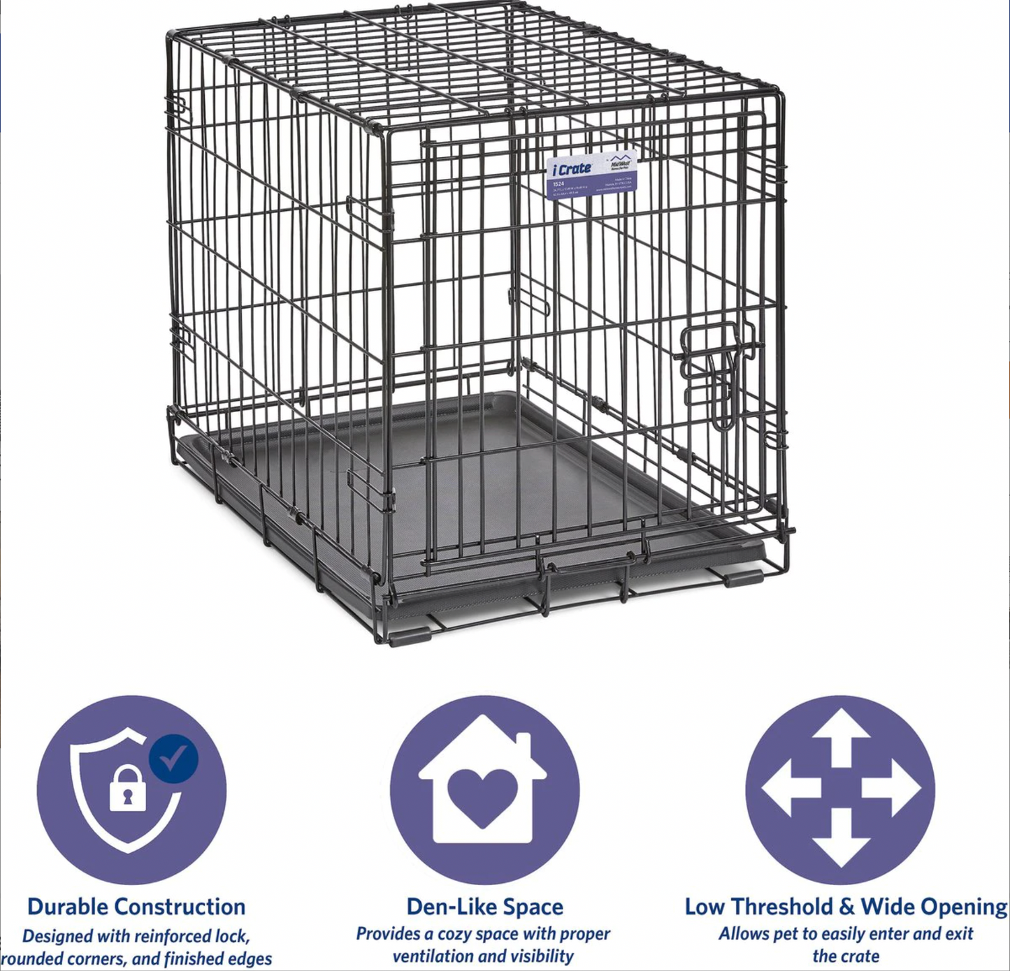 MidWest iCrate Fold & Carry Single Door Collapsible Wire Dog Crate